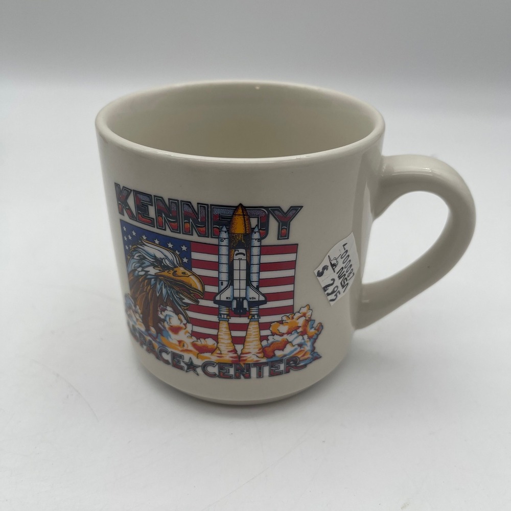 Vintage Kennedy Space Center NASA Space Shuttle Eagle American Flag Coffee Mug